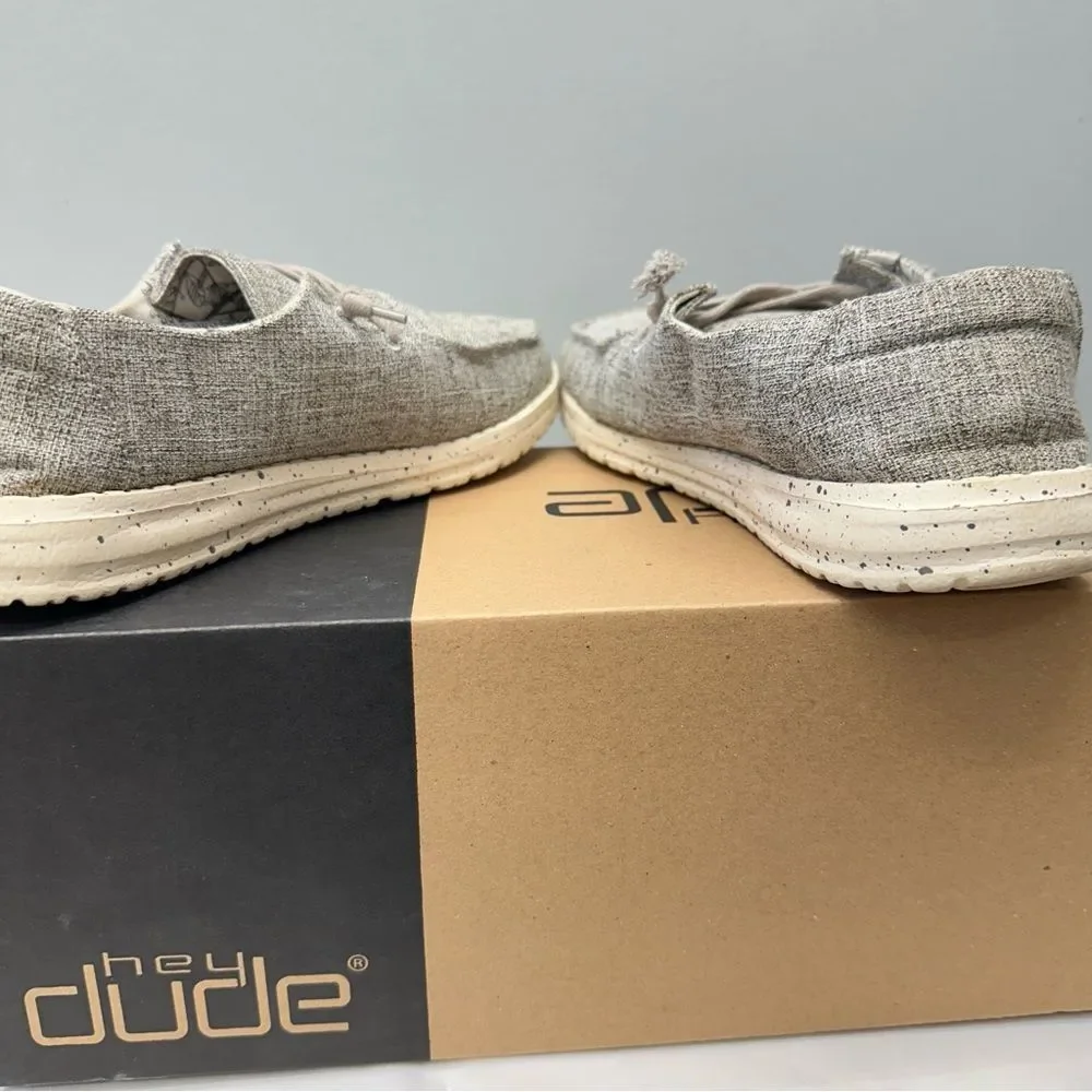 Hey Dude Wendy Gray‎ White Linen Slip-On Loafers. women's 7